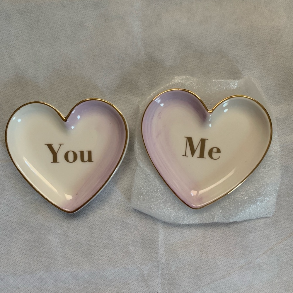 Martha Stewart Collection Heart Trinket Trays You and Me Set NIB
